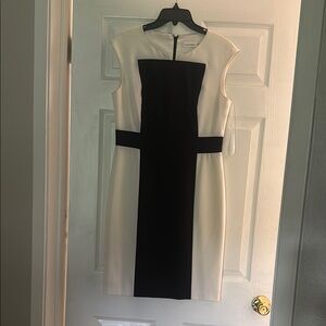 Calvin Klein Black Sheath Midi Dress Crew Neck Sleeveless